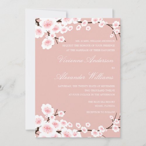 CHERRY BLOSSOMS  WEDDING INVITATION