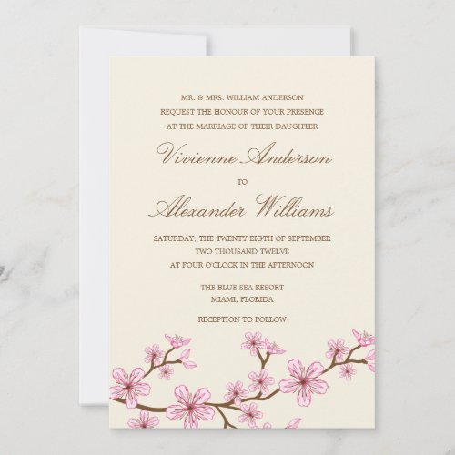 CHERRY BLOSSOMS  WEDDING INVITATION