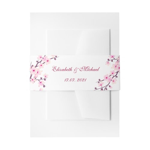 Cherry Blossoms Wedding Invitation Belly Band