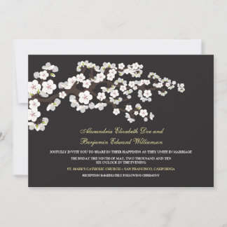 Cherry Blossoms Wedding Invitation (ebony)