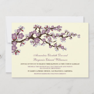 Cherry Blossoms Wedding Invitation (lavender)