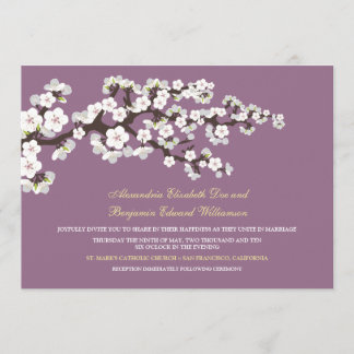 Cherry Blossoms Wedding Invitation (lavender)