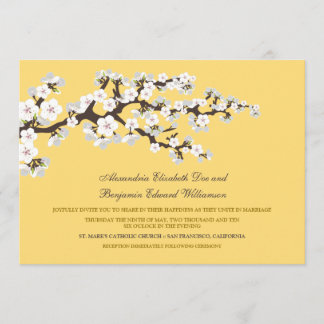 Cherry Blossoms Wedding Invitation (lemon)