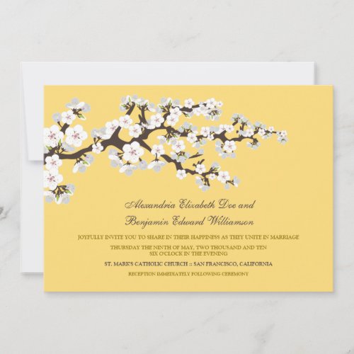 Cherry Blossoms Wedding Invitation (lemon)