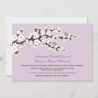Cherry Blossoms Wedding Invitation (lilac)