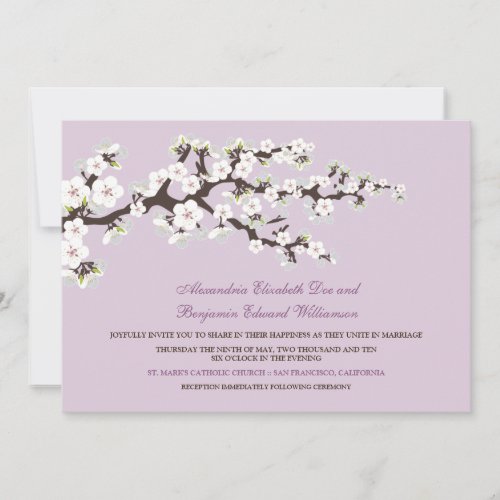 Cherry Blossoms Wedding Invitation (lilac)