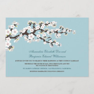 Cherry Blossoms Wedding Invitation (powder blue)