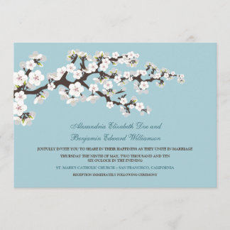 Cherry Blossoms Wedding Invitation (powder blue)