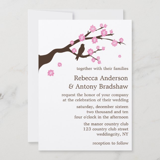 Cherry Blossoms Wedding Invitations (Front)
