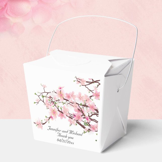 Cherry Blossoms Wedding Personalize Thank You Favor Boxes (Creator Uploaded)