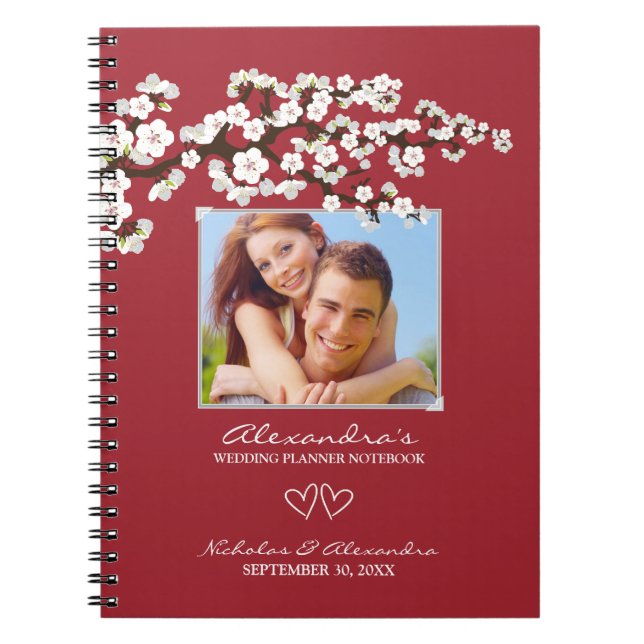 Cherry Blossoms Wedding Planner Notebook (aqua) (Front)