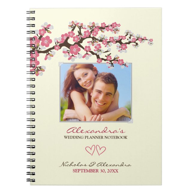 Cherry Blossoms Wedding Planner Notebook (pink) (Front)