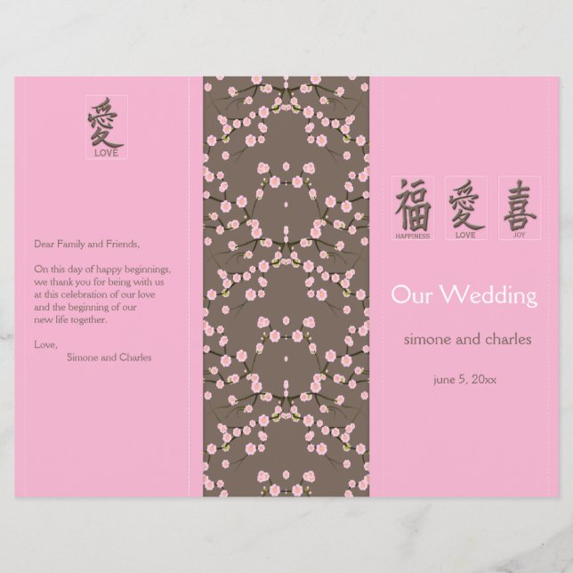 Cherry Blossoms Wedding Program (Front)