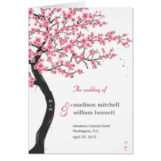 Cherry Blossoms Wedding Program Card