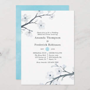 Cherry Blossoms Wedding Rehearsal Dinner Invitation