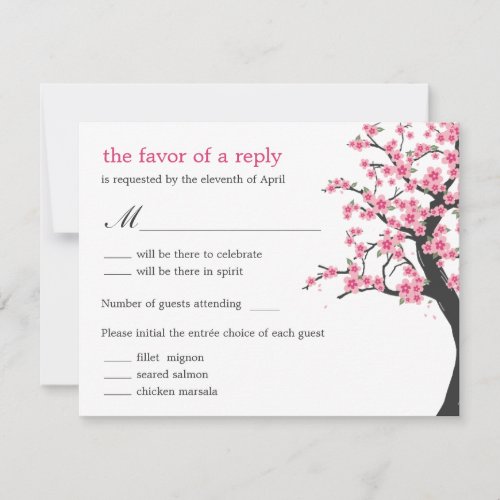 Cherry Blossoms Wedding RSVP Card