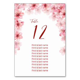 Cherry Blossoms Wedding Seating Chart Table Number