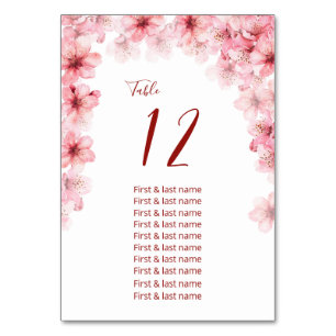 Cherry Blossoms Wedding Seating Chart Table Number