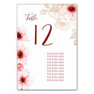 Cherry Blossoms Wedding Table Number