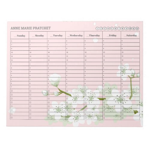Cherry Blossoms Weekly Appointment Schedule  Notepad