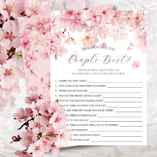 Cherry Blossoms Who Knows the Couple Best Game Invitation