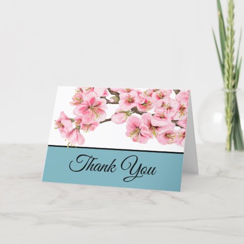 Cherry blossoms with blue thank you card