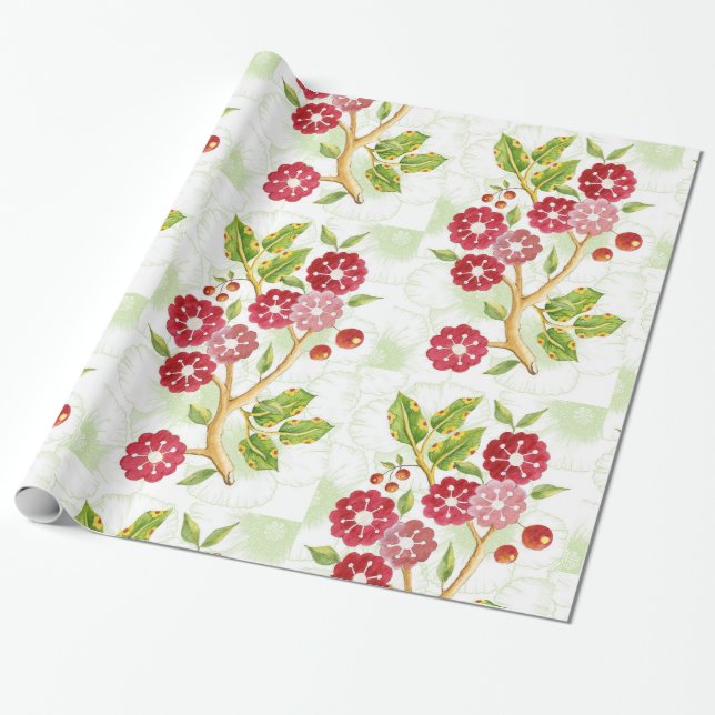 Cherry Blosson Design Wrapping Paper (Unrolled)
