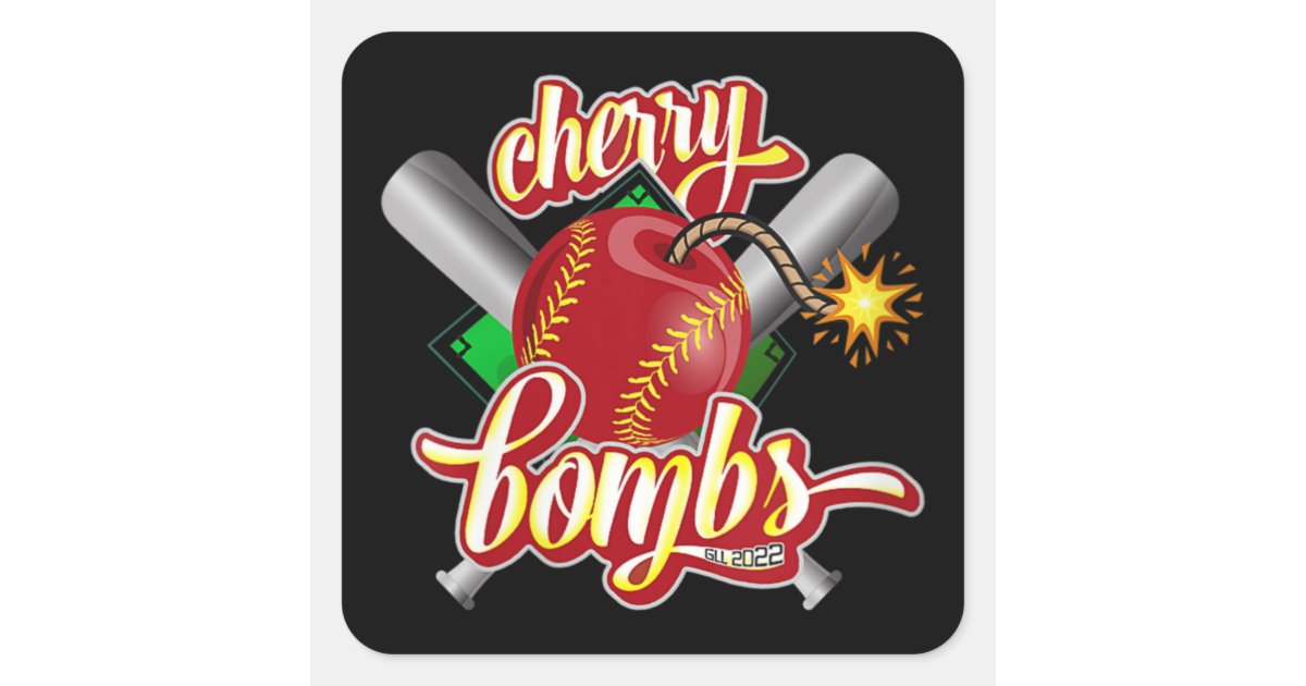 Cherry Bombs Logo Softball Parents Glendora Gear Square Sticker | Zazzle