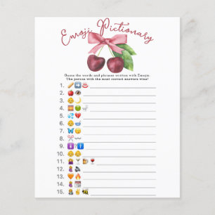 Cherry bow baby shower Emoji Pictionary game