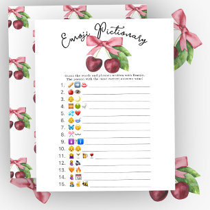 Cherry bow baby shower Emoji Pictionary game