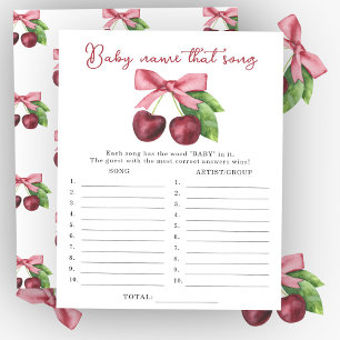Cherry bow baby shower Name that song game