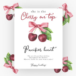 Cherry bow baby shower Pacifier hunt game Poster