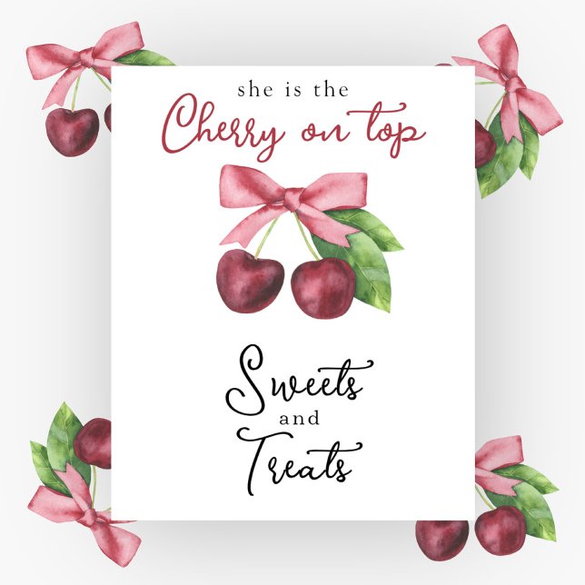 Cherry bow baby shower Sweets and treats Poster (Creator Uploaded)