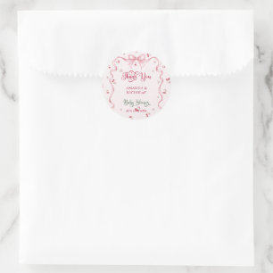 Cherry Bow Baby Shower Thank You Classic Round Sticker