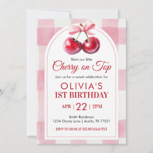 Cherry Bow Birthday Cherry On Top Invitation