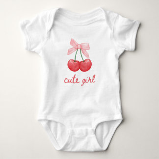 Cherry Bow Cute Girl Design Baby Bodysuit