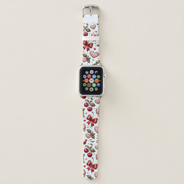 Cherry Bow Heart Apple Watch Band  (Front)