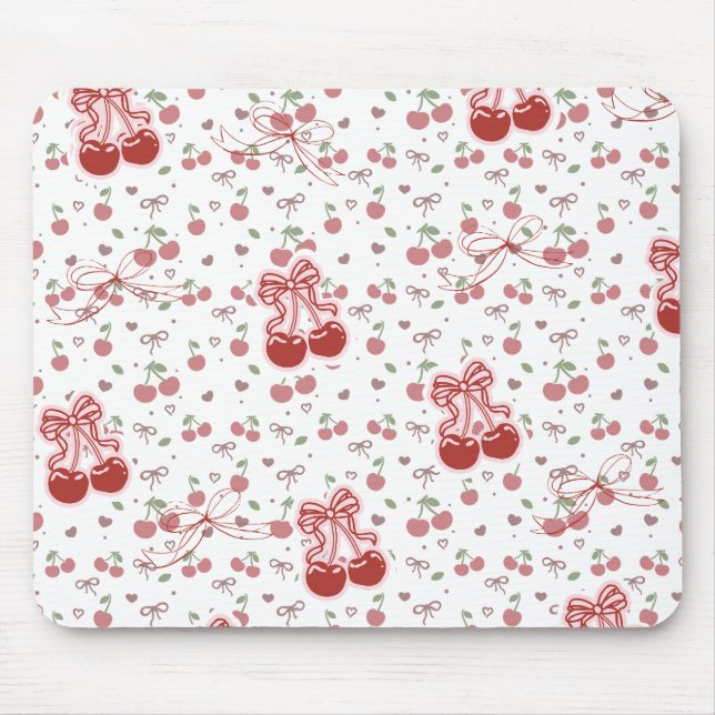 Cherry Bow Mousepad – Cute Desk Acessory (Front)