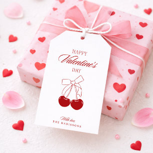 Cherry Bow on the white bg Valentines Gift Tags