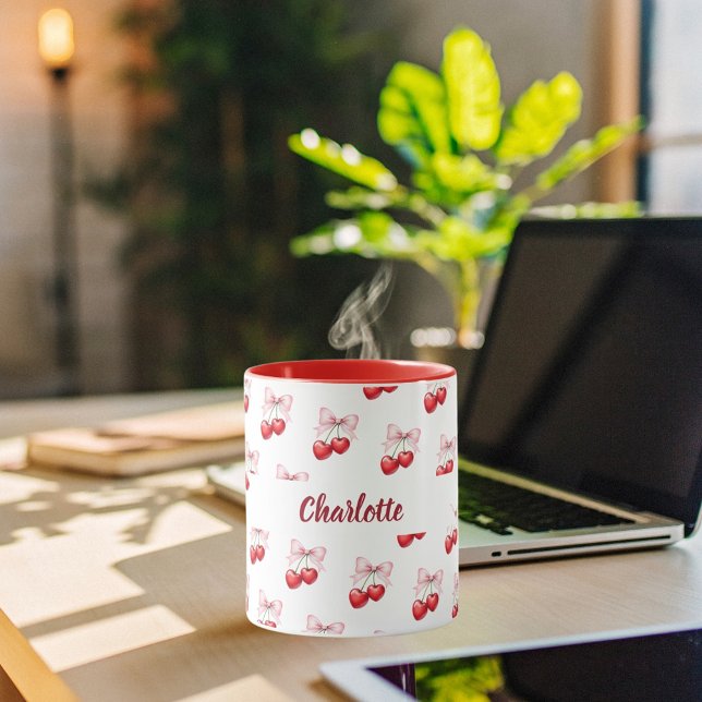 Cherry bow pink name mug (Creator Uploaded)