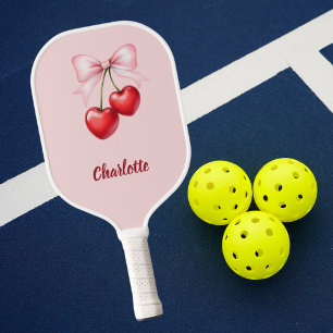 Cherry bow pink name pickleball paddle