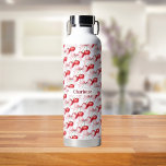 Cherry bow pink name water bottle<br><div class="desc">Red cherries with pink bow as pattern.  Personalize and add your name.</div>