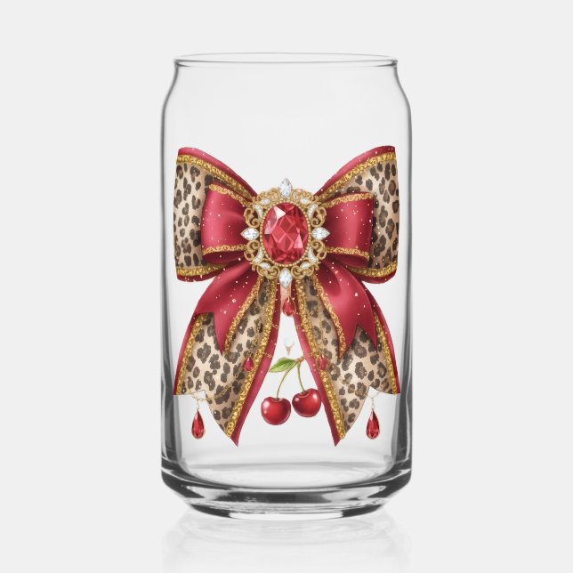 cherry bow style  can glass (Front)