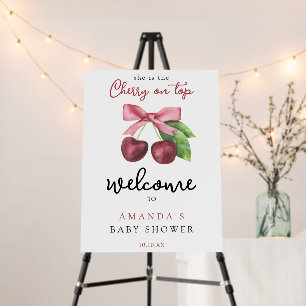 Cherry bow welcome baby shower party foam board