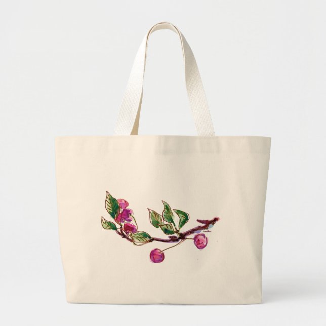 Cherry Branch Large Tote Bag (Front)