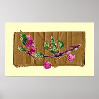 Cherry Branch on cardboard Poster