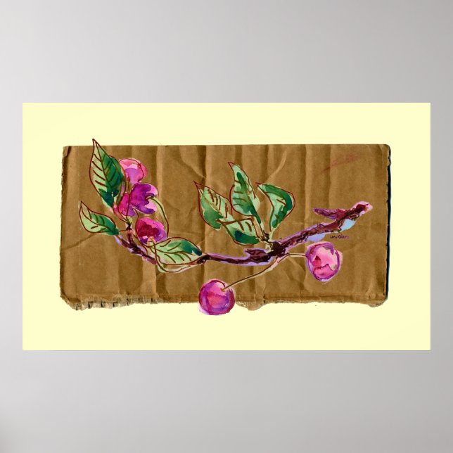 Cherry Branch on cardboard Poster (Front)