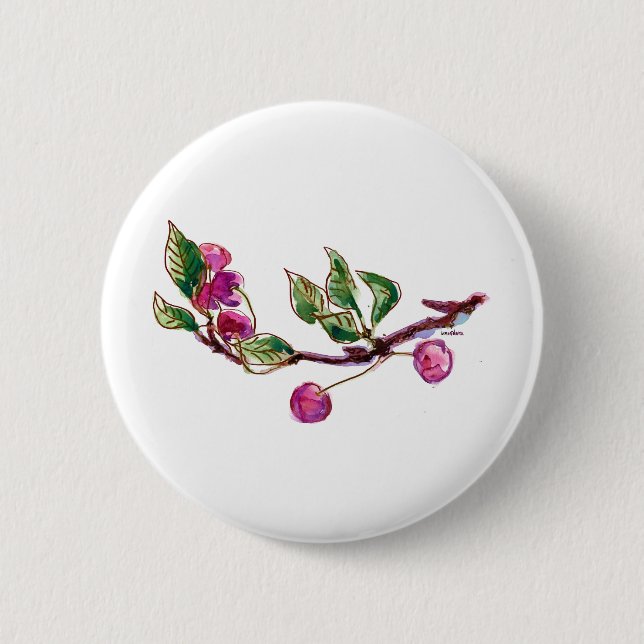 Cherry Branch Pinback Button (Front)