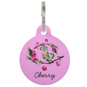 Cherry Branches and Berries Pet ID Tag