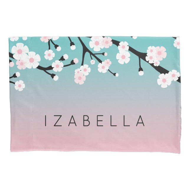 Cherry Branches Custom Name Pillow Case (Front)